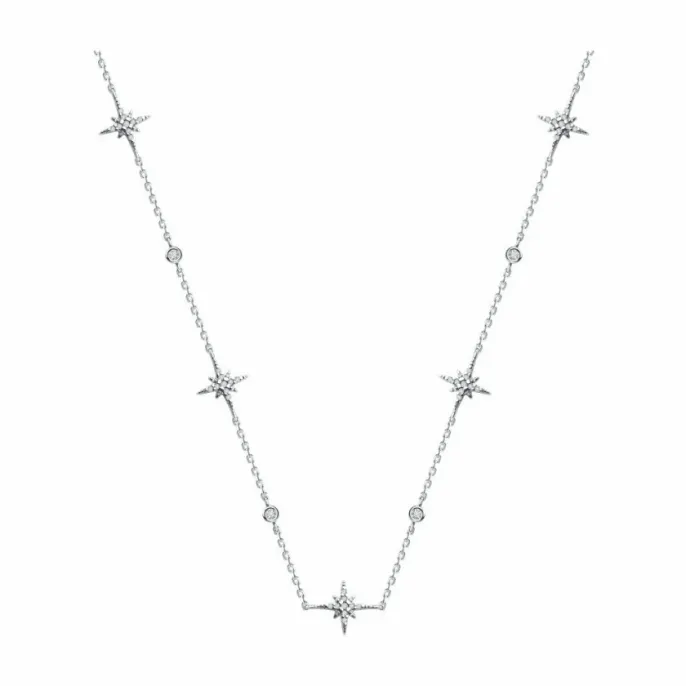 Колье звезды с фианитами из серебра